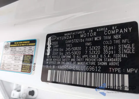 2020 Hyundai Palisade Limited из США, поврежденный, VIN KM8R54HE6LU169612